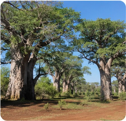 Baobab avenue near the Falconry of Kenya wildlife sanctuary